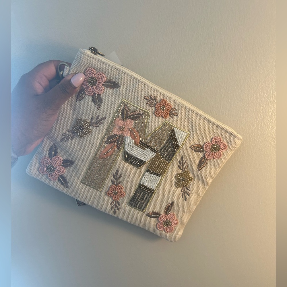 Floral Beaded Clutch with 'M' Design